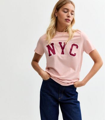 Light Pink NYC Print Oversized T-Shirt