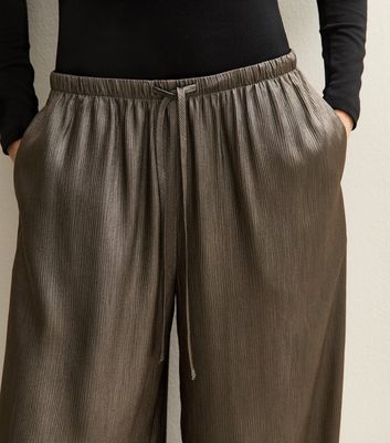Silver Shimmer Textured Wide Leg Trousers