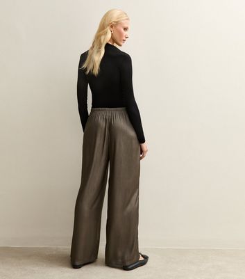 Silver Shimmer Textured Wide Leg Trousers