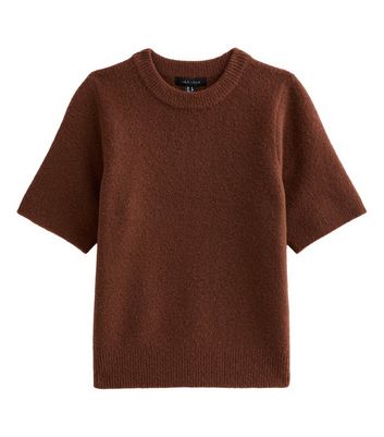Brown Short Sleeve Midweight Knit Tee