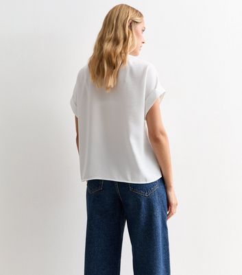 Off White Button Front Blouse