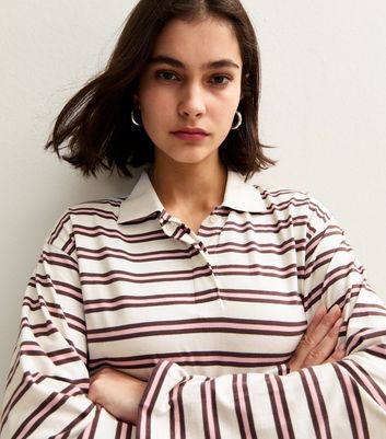 White Rugby Striped Long Sleeve Top