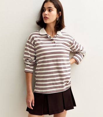 White Rugby Striped Long Sleeve Top