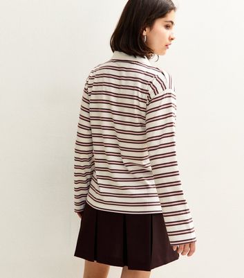 White Rugby Striped Long Sleeve Top