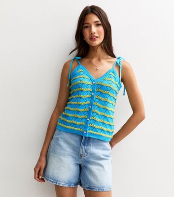 Sunshine Soul Multicolour Pointelle Knit Striped Top