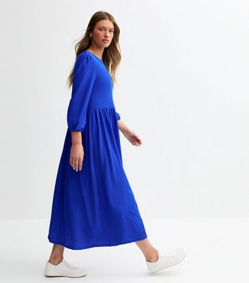 Crinkled Jersey Midi Smock Dress