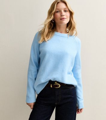 Light Blue Crew Neck Midweight Knit Jumper