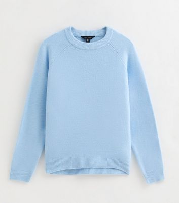 Light Blue Crew Neck Midweight Knit Jumper