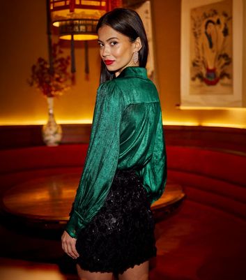 Yumi Green Metallic Relaxed Shirt 4 Yumi Green Metallic Relaxed Shirt