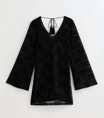 Black V-Neck Lace Kaftan 5 Black V-Neck Lace Kaftan
