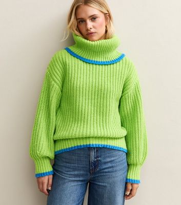 Sunshine Soul Green Chunky Roll Neck Jumper