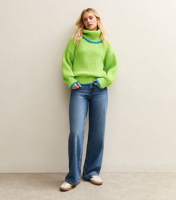 Sunshine Soul Green Chunky Roll Neck Jumper
