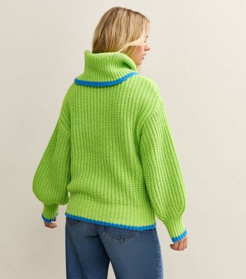Sunshine Soul Green Chunky Roll Neck Jumper