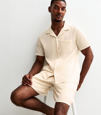 Off White Crinkled Short Sleeve Shirt