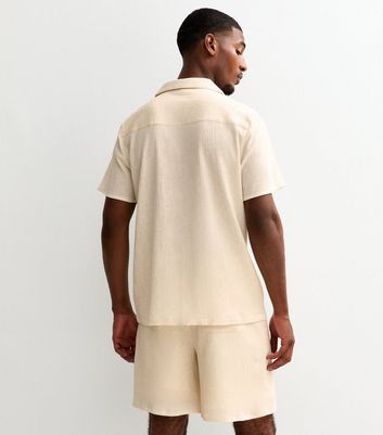 Off White Crinkled Short Sleeve Shirt