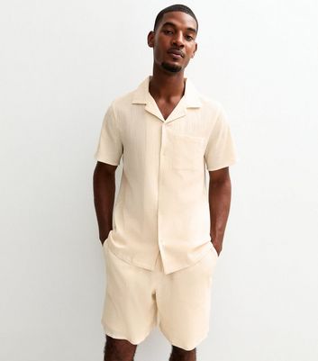 Off White Crinkled Short Sleeve Shirt