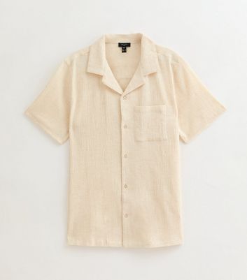 Off White Crinkled Short Sleeve Shirt