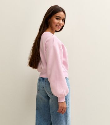 Girls Light Pink Oversized Off Shoulder Sweatshirt 4 Girls Light Pink Oversized Off Shoulder Sweatshirt