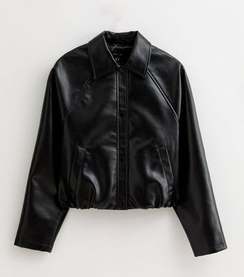 Black Bubble Hem Faux Leather Jacket 5 Black Bubble Hem Faux Leather Jacket