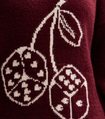 Girls Burgundy Dice Knitted Jumper