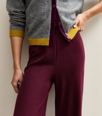 Burgundy Soft Touch Wide Leg Jersey Trousers