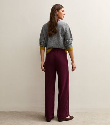 Burgundy Soft Touch Wide Leg Jersey Trousers