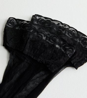 Black Lace Trim Hold Up Tights 5 Black Lace Trim Hold Up Tights