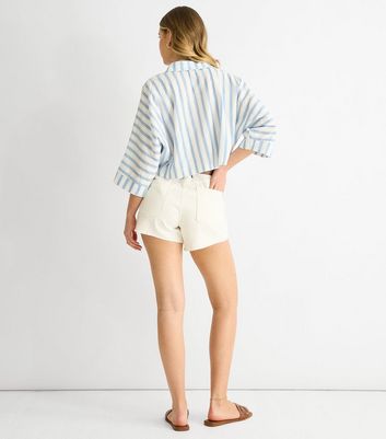 Gini London Blue Striped Cropped Shirt