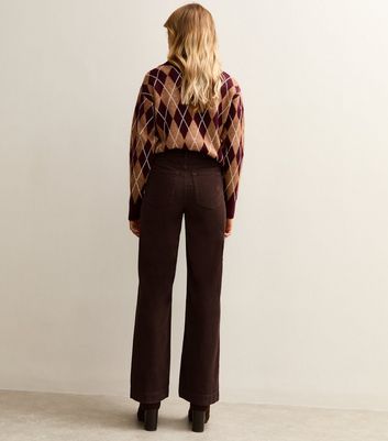 Brown Cotton Corduroy Wide Leg Trousers