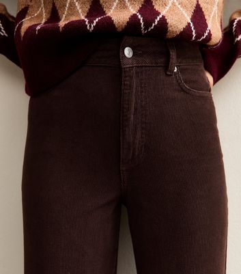 Brown Cotton Corduroy Wide Leg Trousers