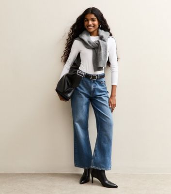 Petite White Crew Neck Long Sleeve Bodysuit