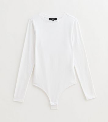 Petite White Crew Neck Long Sleeve Bodysuit