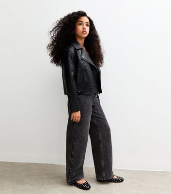Girls Black Wide Leg Jeans
