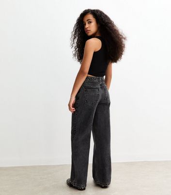 Girls Black Wide Leg Jeans 4 Girls Black Wide Leg Jeans