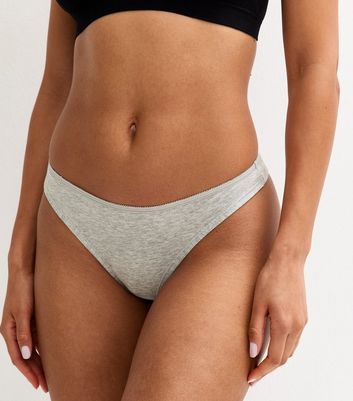 Grey Cotton Ruched Thong