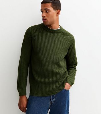 Dark Green Regular Fisherman Knit Crew Neck Jumper