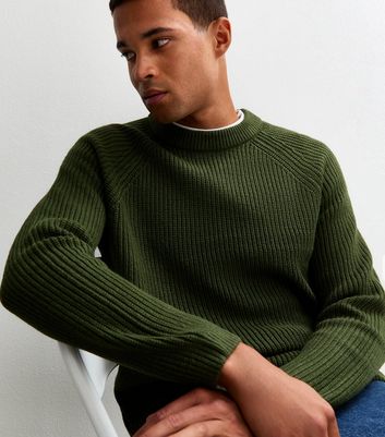 Dark Green Regular Fisherman Knit Crew Neck Jumper