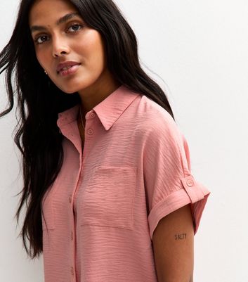 Pink Short Sleeve Chest Pocket Shirt