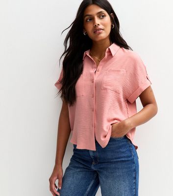 Pink Short Sleeve Chest Pocket Shirt