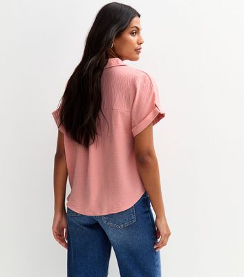 Pink Short Sleeve Chest Pocket Shirt 4 Pink Short Sleeve Chest Pocket Shirt