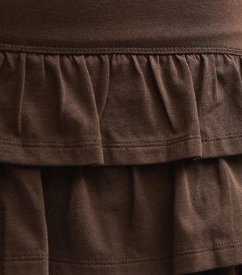 Girls Dark Brown Jersey Tiered Rara Skort 5 Girls Dark Brown Jersey Tiered Rara Skort