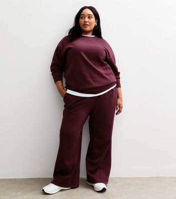 Curves Burgundy Wide Leg Joggers