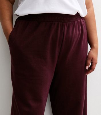 Curves Burgundy Wide Leg Joggers