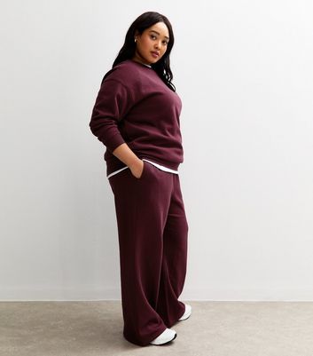 Curves Burgundy Wide Leg Joggers 3 Curves Burgundy Wide Leg Joggers