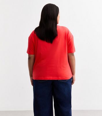 Curves Red Boxy Short Sleeve T-Shirt 4 Curves Red Boxy Short Sleeve T-Shirt