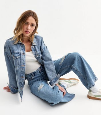 Blue Adalae Ripped Wide Leg Jeans 3 Blue Adalae Ripped Wide Leg Jeans