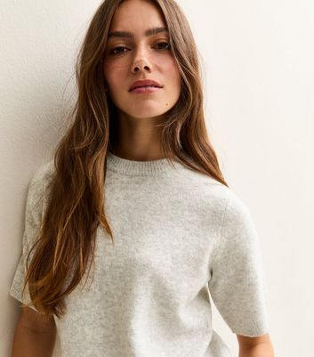 Petite Light Grey Short Sleeve Top