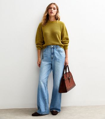 Green Ribbed Crew Neck Knit Jumper