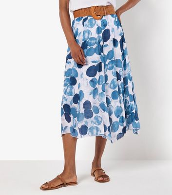 Apricot Blue Printed Midi Skirt