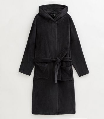 Dark Grey Relaxed Hooded Dressing Gown 7 Dark Grey Relaxed Hooded Dressing Gown